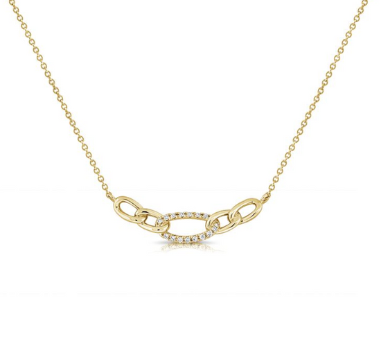 Diamond Oval Link Pendent Necklace