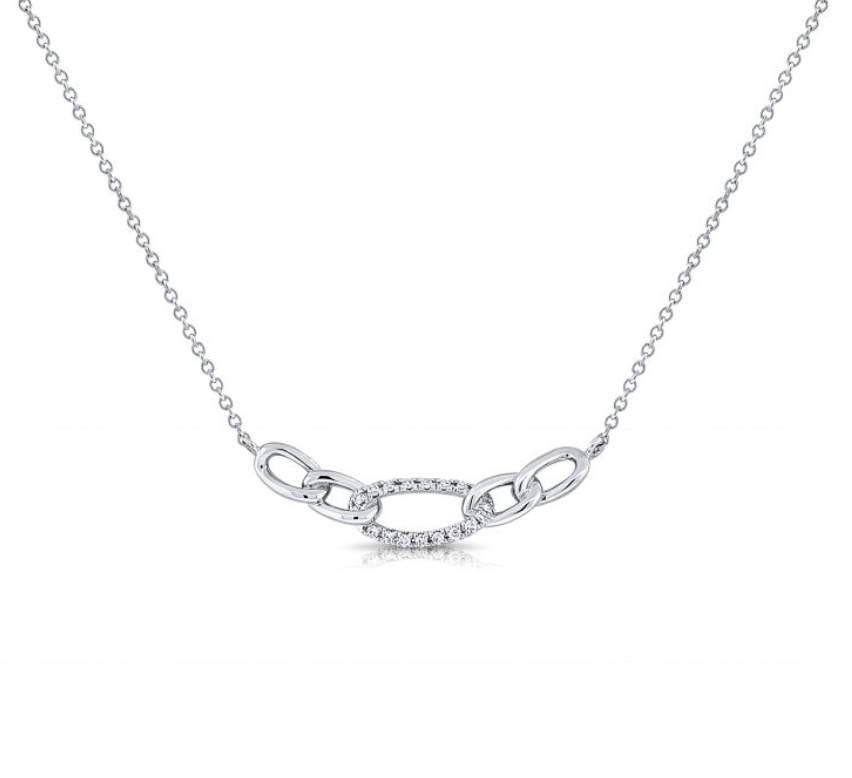 Diamond Oval Link Pendent Necklace