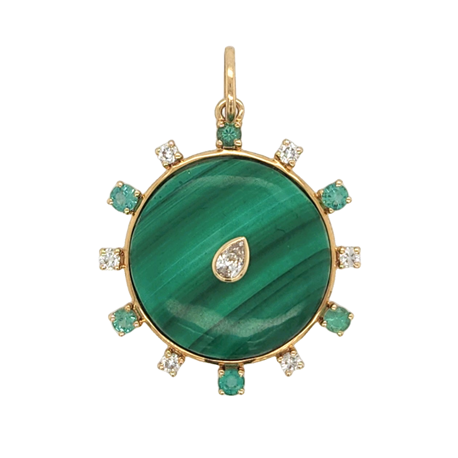 Diamond, Emerald & Malachite Dome Charm