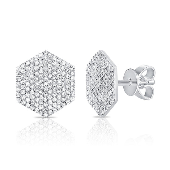 Large Diamond Hexagon Earrings