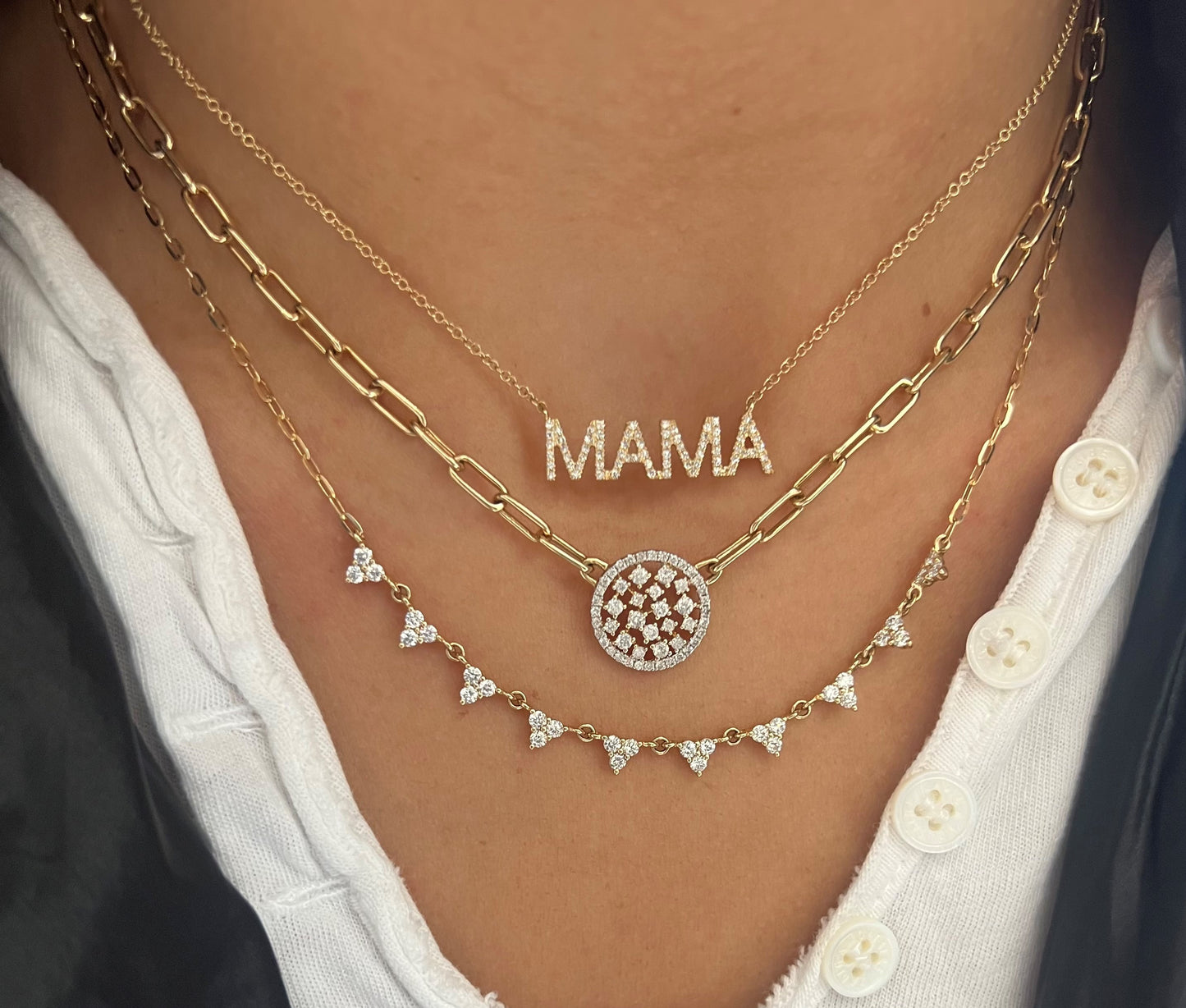 Diamond MAMA Chain Necklace in Capitals