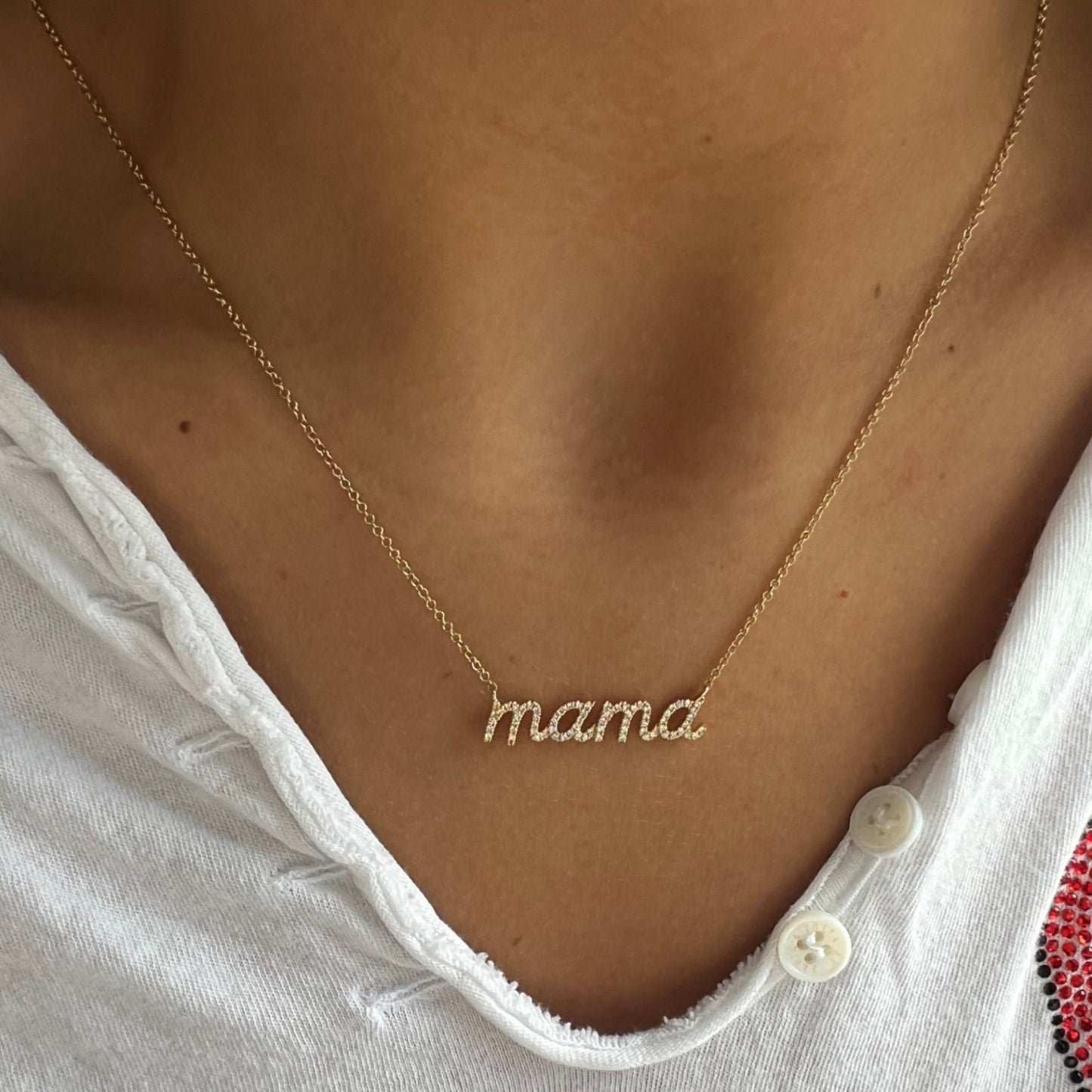 Diamond MAMA Chain Necklace