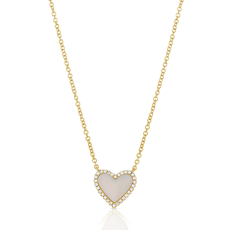 X-Small Colored Stone Heart & Diamond Halo Necklace