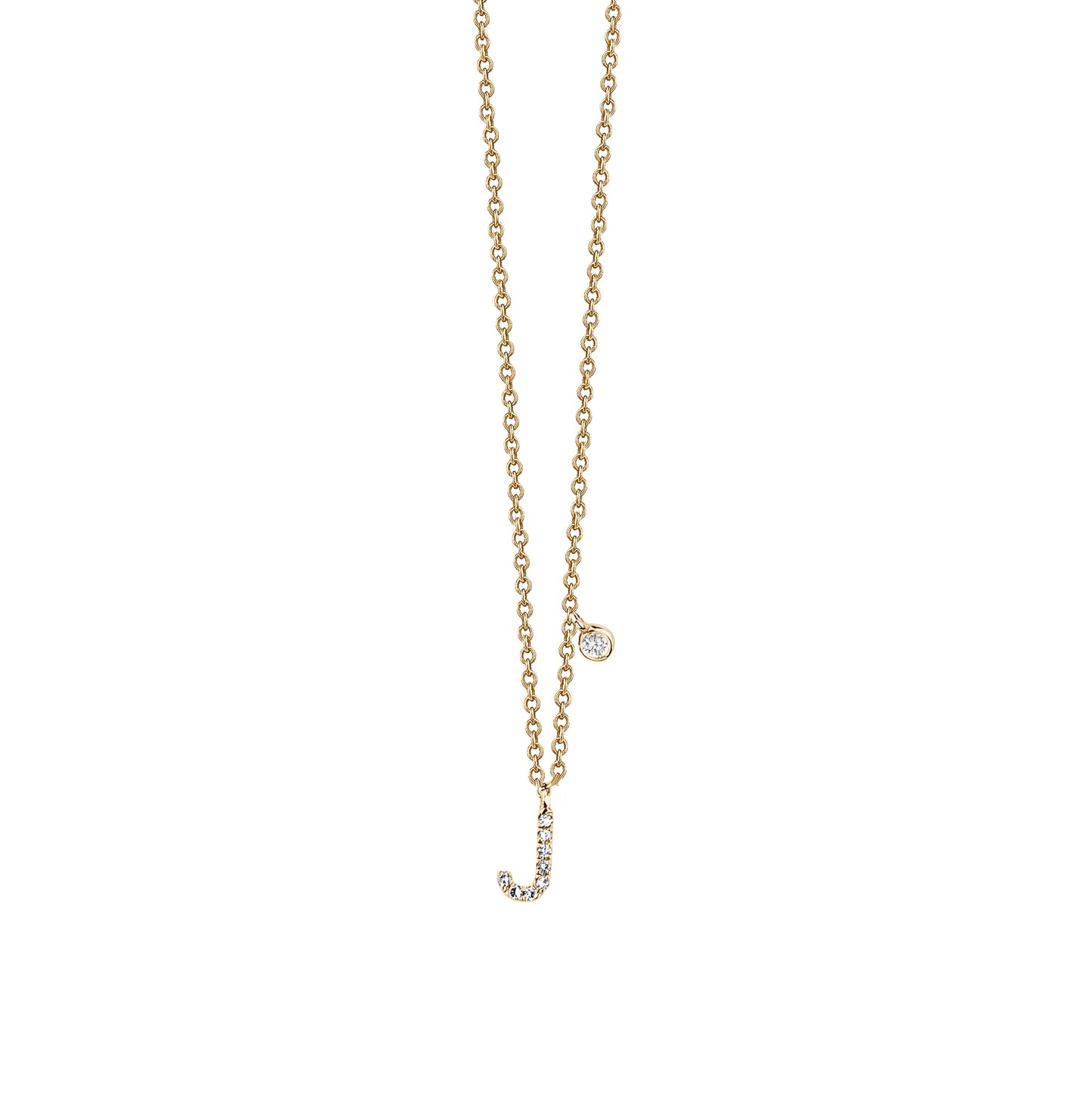 Diamond Initial & Bezel Chain Necklace