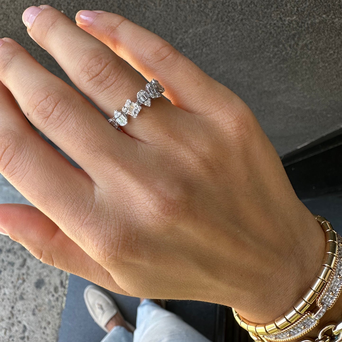 Rectangle diamond wedding band Clearance