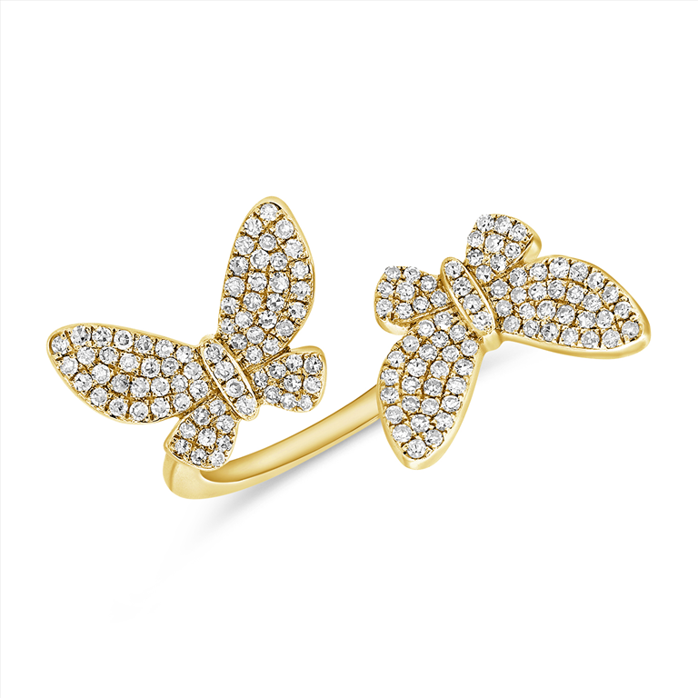 Double Diamond Butterfly Open Ring