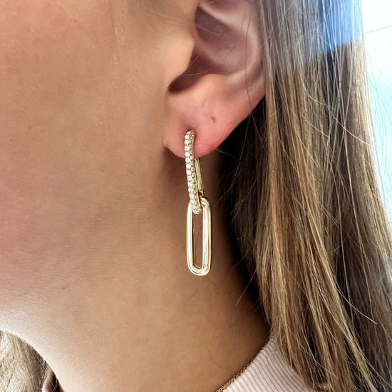 Diamond paper clip earrings online