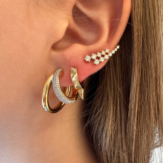 Double Curved Diamond Bars Earrings