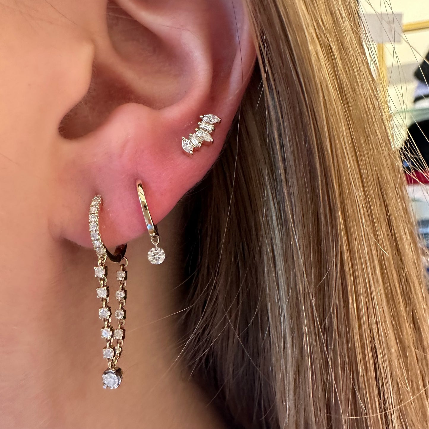 Marquee & Baguette Diamond Cluster Earring