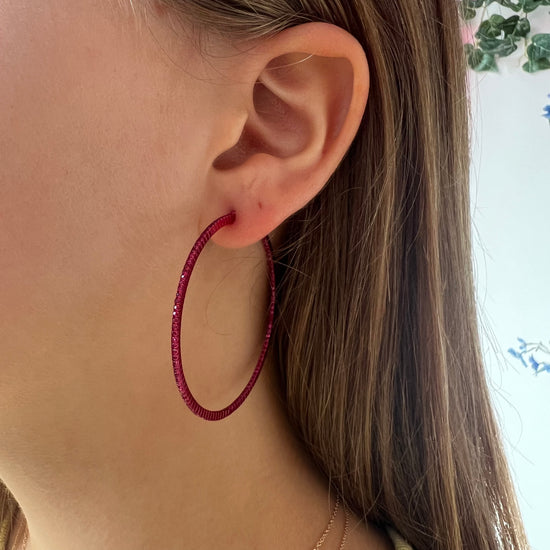 2 Inch Colored Stone & Rhodium Hoops