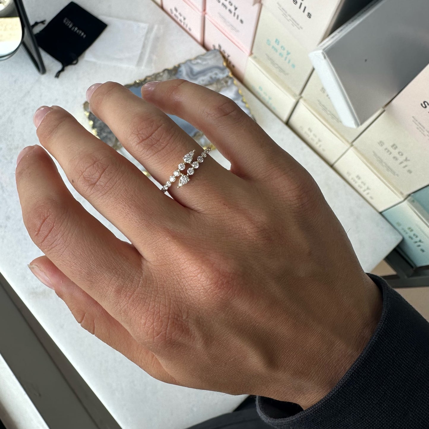 Open Graduated Diamond Ring