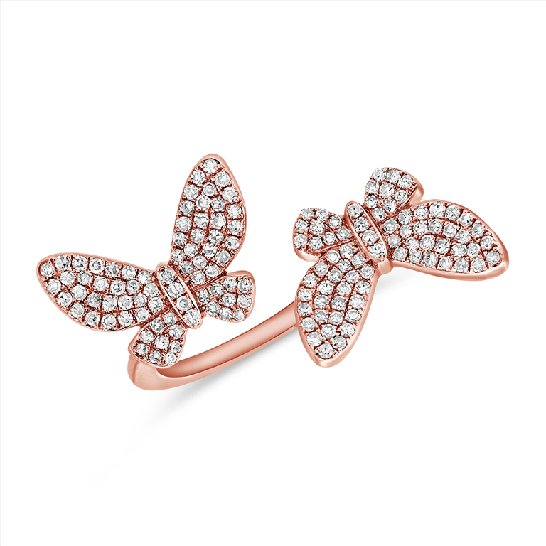 Double Diamond Butterfly Open Ring