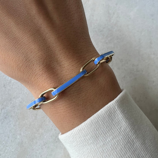 Long & Short Enamel Oval Link Bracelet