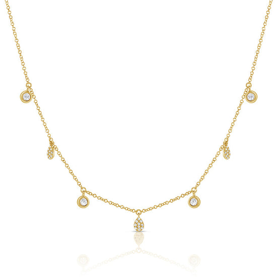 Load image into Gallery viewer, Hanging Bezel Diamonds &amp;amp; Pave Diamond Pears on Chain Necklace
