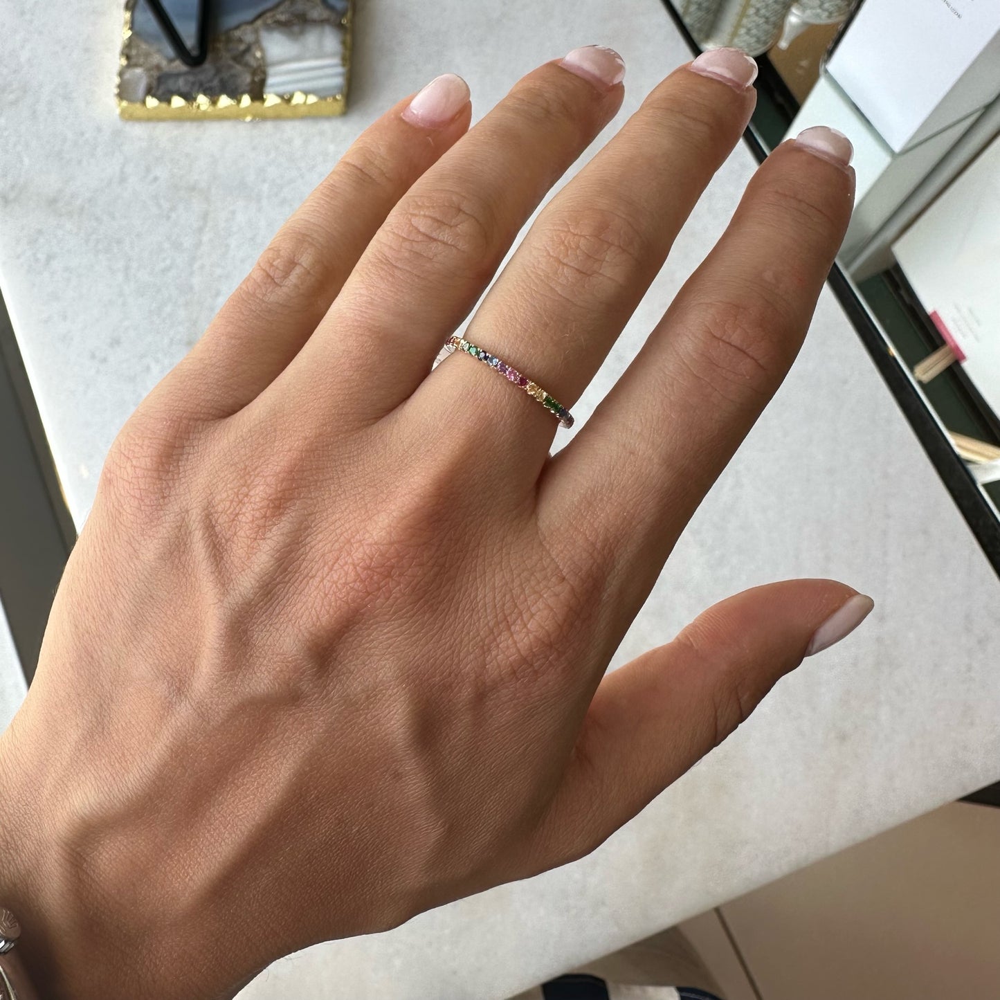 Rainbow Pave Diamond Band