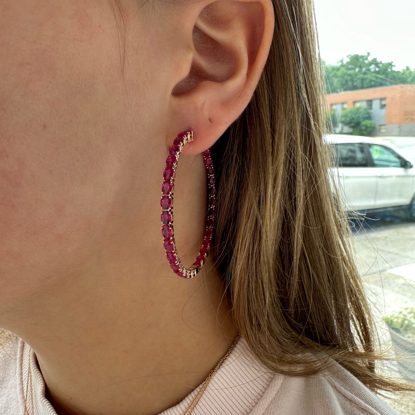 Load image into Gallery viewer, Ruby Hoops, 2 Inch

