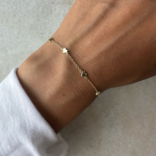 7 Mini Gold Heart Chain Bracelet