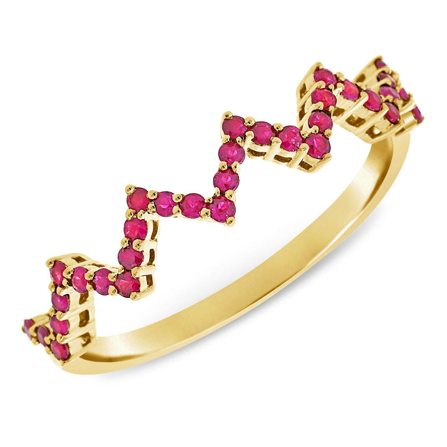 Pave Ruby Zig Zag Ring