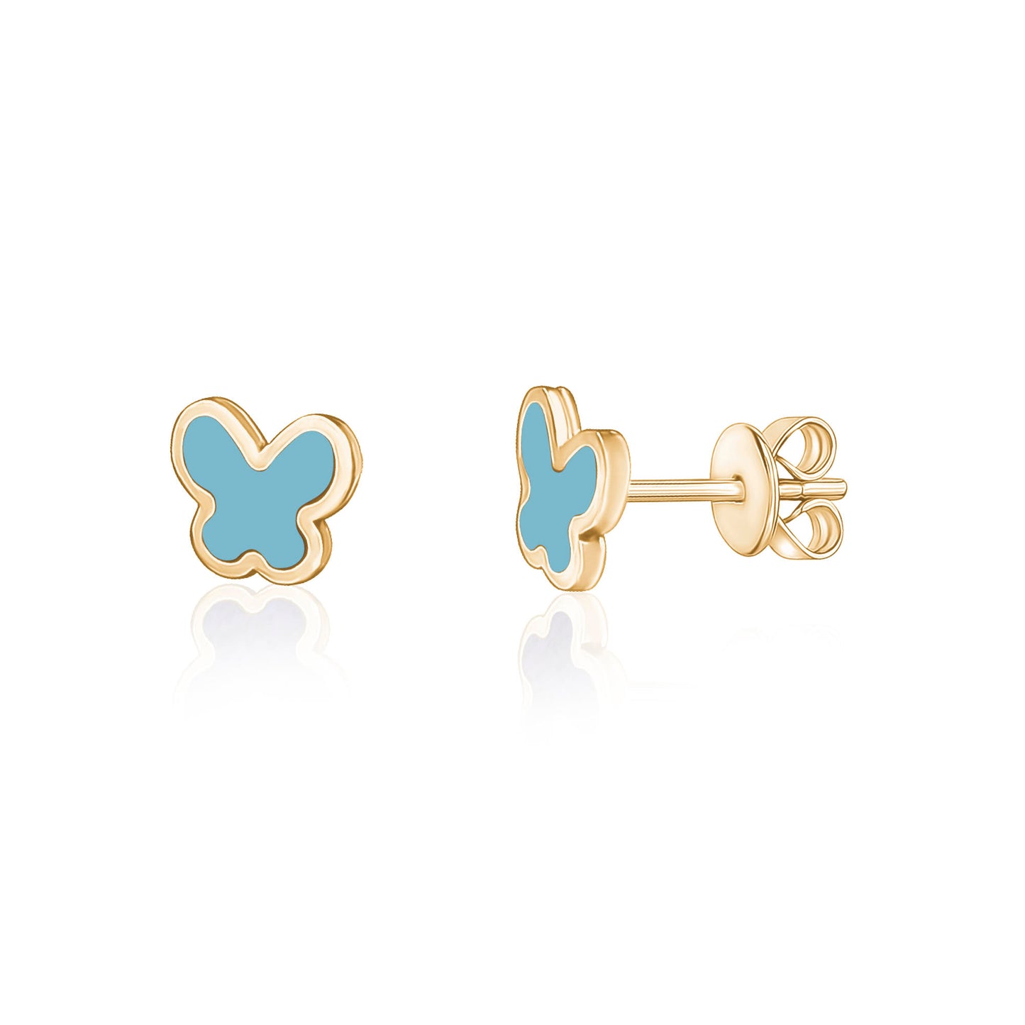 Small Colored Stone Butterfly Earrings