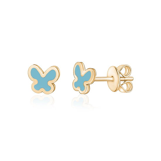 Large Colored Stone Butterfly Earrings