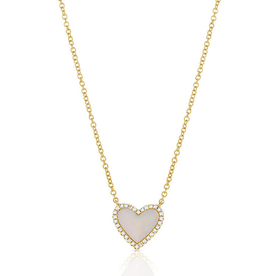Small Colored Heart & Diamond Halo Necklace