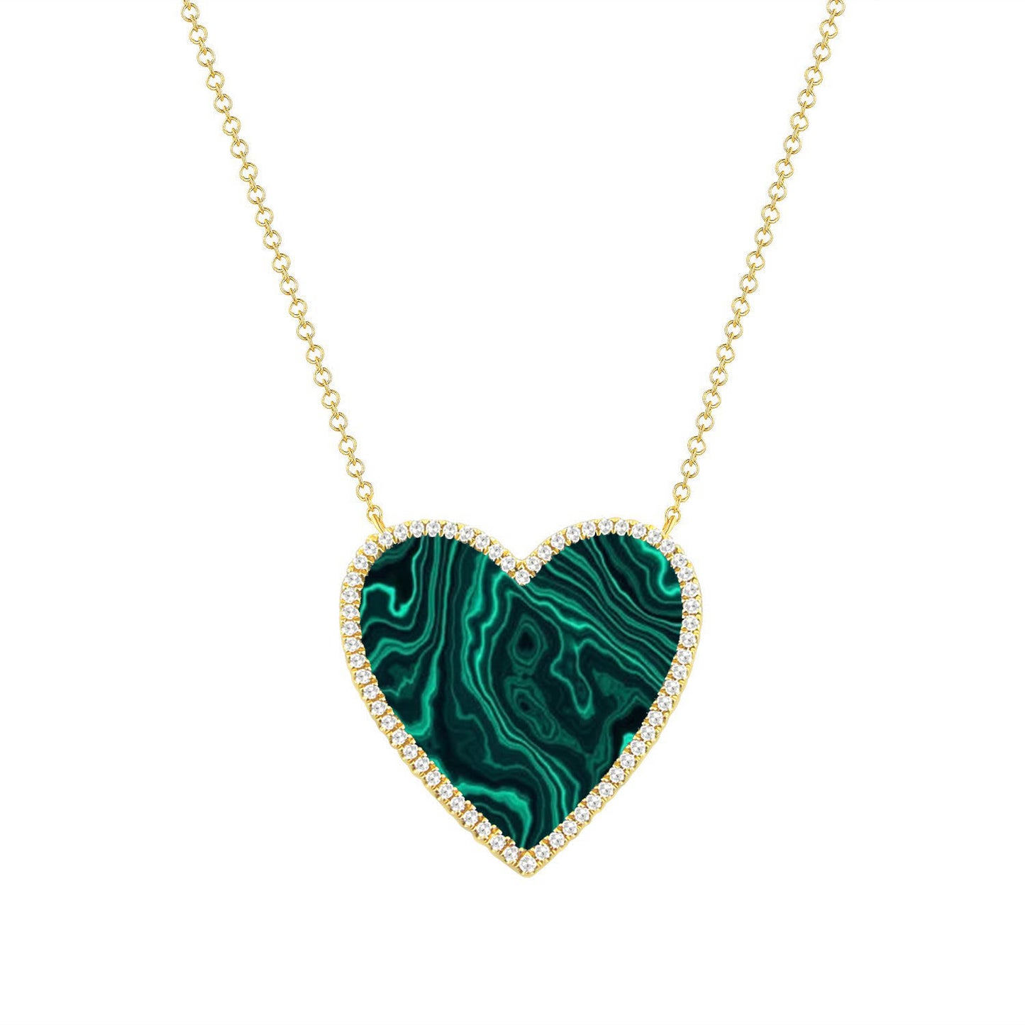 Jumbo Heart With Diamond Halo on Chain Necklace