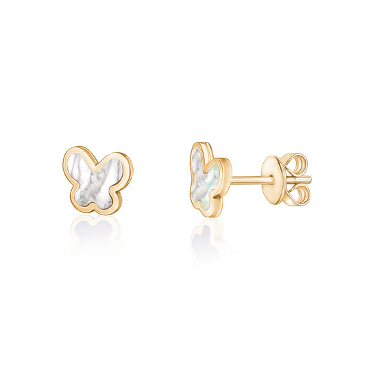Small Colored Stone Butterfly Earrings