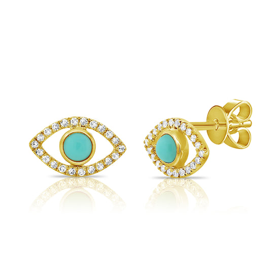 Diamond & Turquoise Eye Earrings