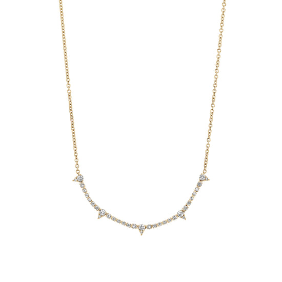 Curved Diamond Bar & 5 Diamond Pear Necklace