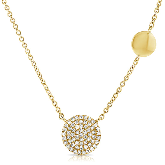 Load image into Gallery viewer, Pave Diamond Disc + Gold Disc Chain Necklace
