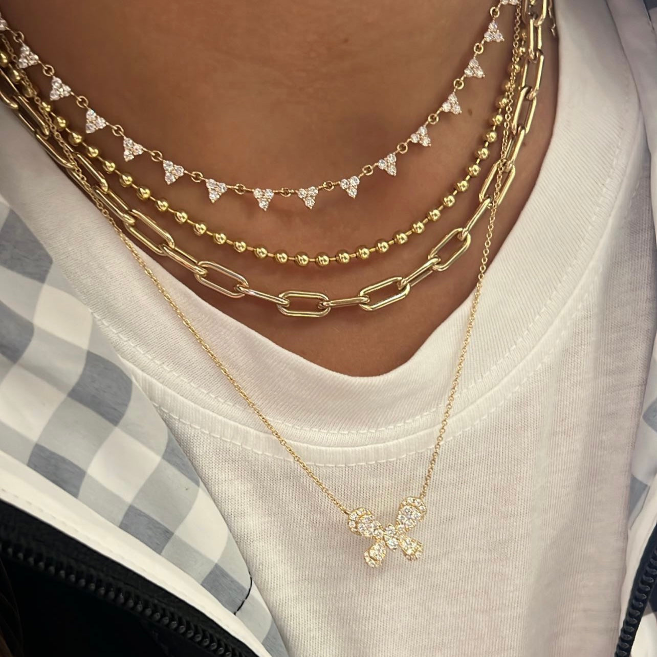 15 Station Triangle Diamond Chain Necklace