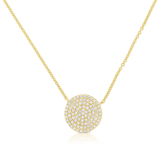 Large Pave Diamond Disc on Chain Necklace