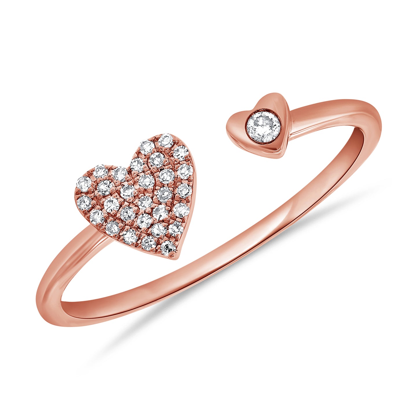 Pave Diamond Heart + Gold Heart Ring