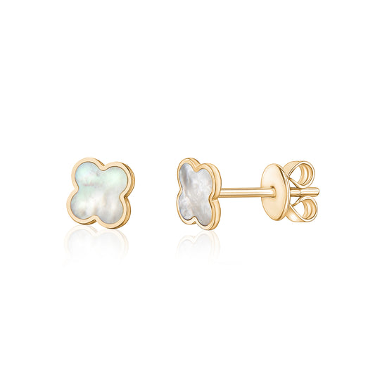 Medium Colored Stone Clover Earrings