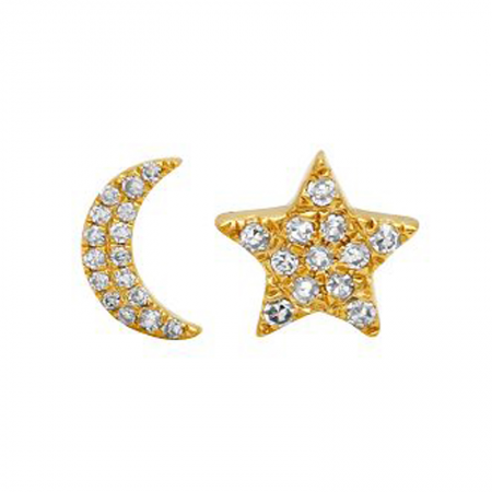 Load image into Gallery viewer, Diamond Star &amp;amp; Moon Earrings

