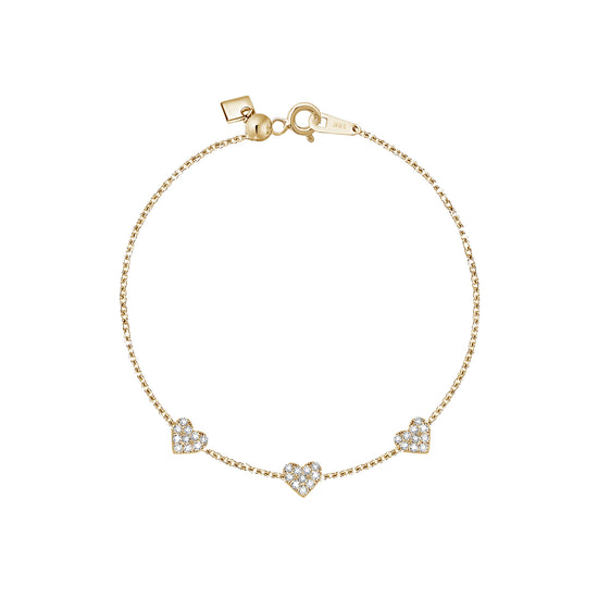 Triple Diamond Heart on Chain Bracelet