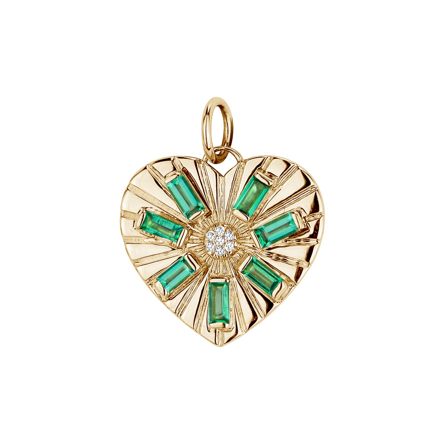 Heart Ray & Emerald Stones Charm