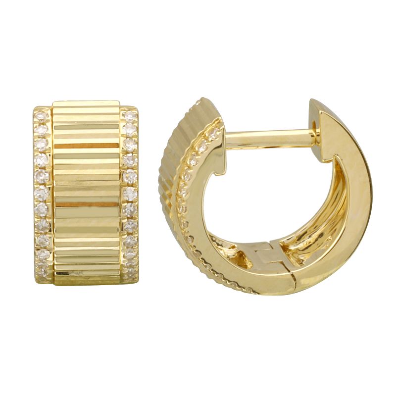 Mini Ribbed Gold Pave Diamond Huggies – Velvet Box Jewels