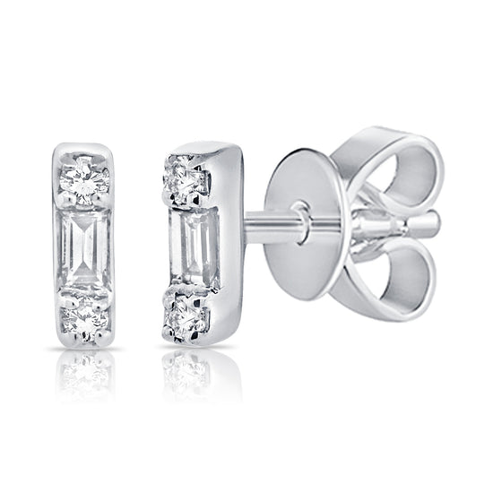 Load image into Gallery viewer, Mini Baguette Diamond Bar Earring
