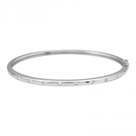 Load image into Gallery viewer, Gold Bangle With 10 Diamonds 14K
