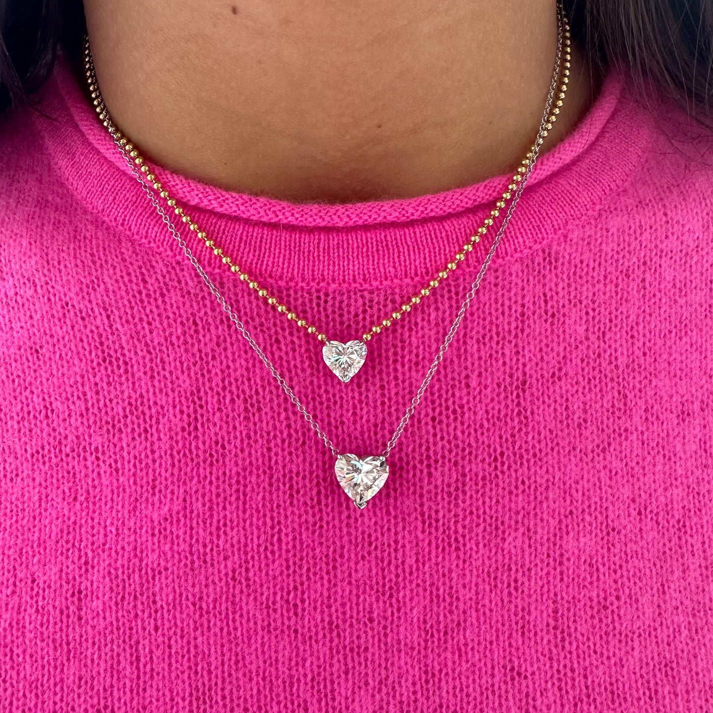 Load image into Gallery viewer, 2 Carat Lab Grown Diamond Heart on Ball Chain Necklace
