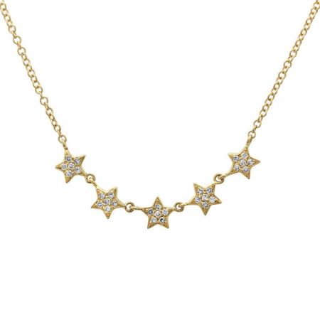 5 Pave Diamond Star Necklace