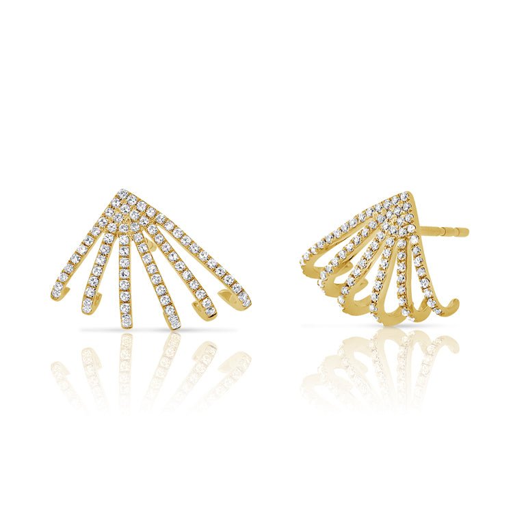 Load image into Gallery viewer, Slanted 6 Row Diamond Cage Earrings
