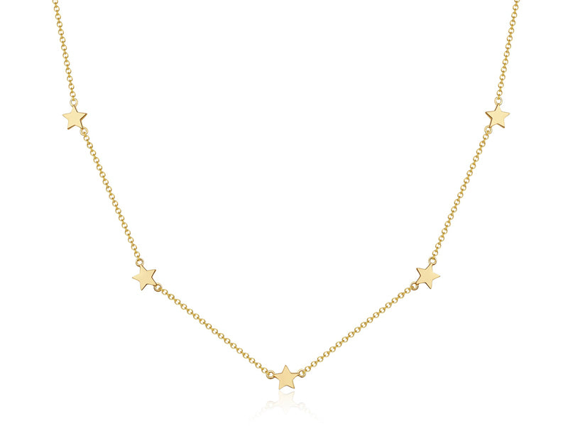 5 Mini Gold Star Chain Necklace