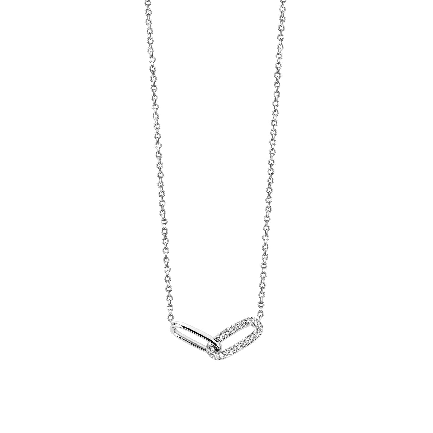 Interlocking Oval Diamond & Gold on Chain Necklace
