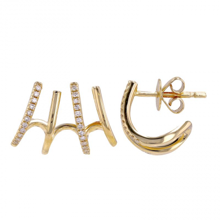4 Line Diamond & Gold Cage Earrings