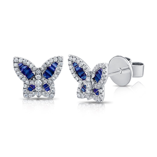 Diamond & Sapphire Butterfly Studs