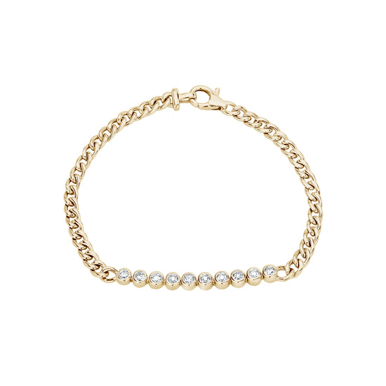 Load image into Gallery viewer, Cuban Chain Bracelet with Part Diamond Tennis Bezel
