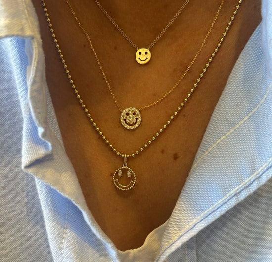 Diamonds Smiley on Chain Necklace