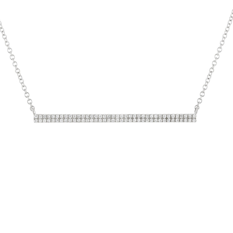 2 Row Pave Diamond Bar Necklace